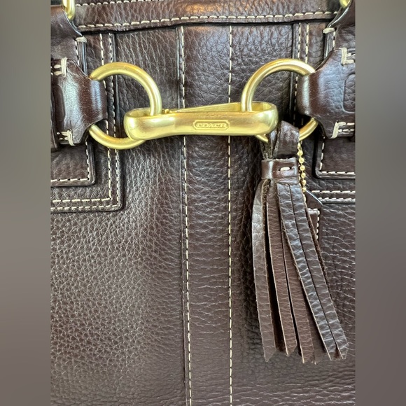 Coach Hampton Book Tote in Dark Brown Pebbled Leather - Picture 5 of 11